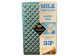 Молочный шоколад 33% 90гр металлический пенал с Альпийским молоком "Томер" 1*10