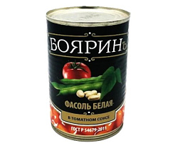 Фасоль белая в томатном соусе ж/б 425гр "Бояринъ" 1*12